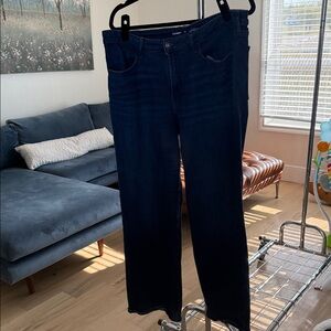 Old Navy Women's Dark Blue Flare Jeans high rise and work wide leg